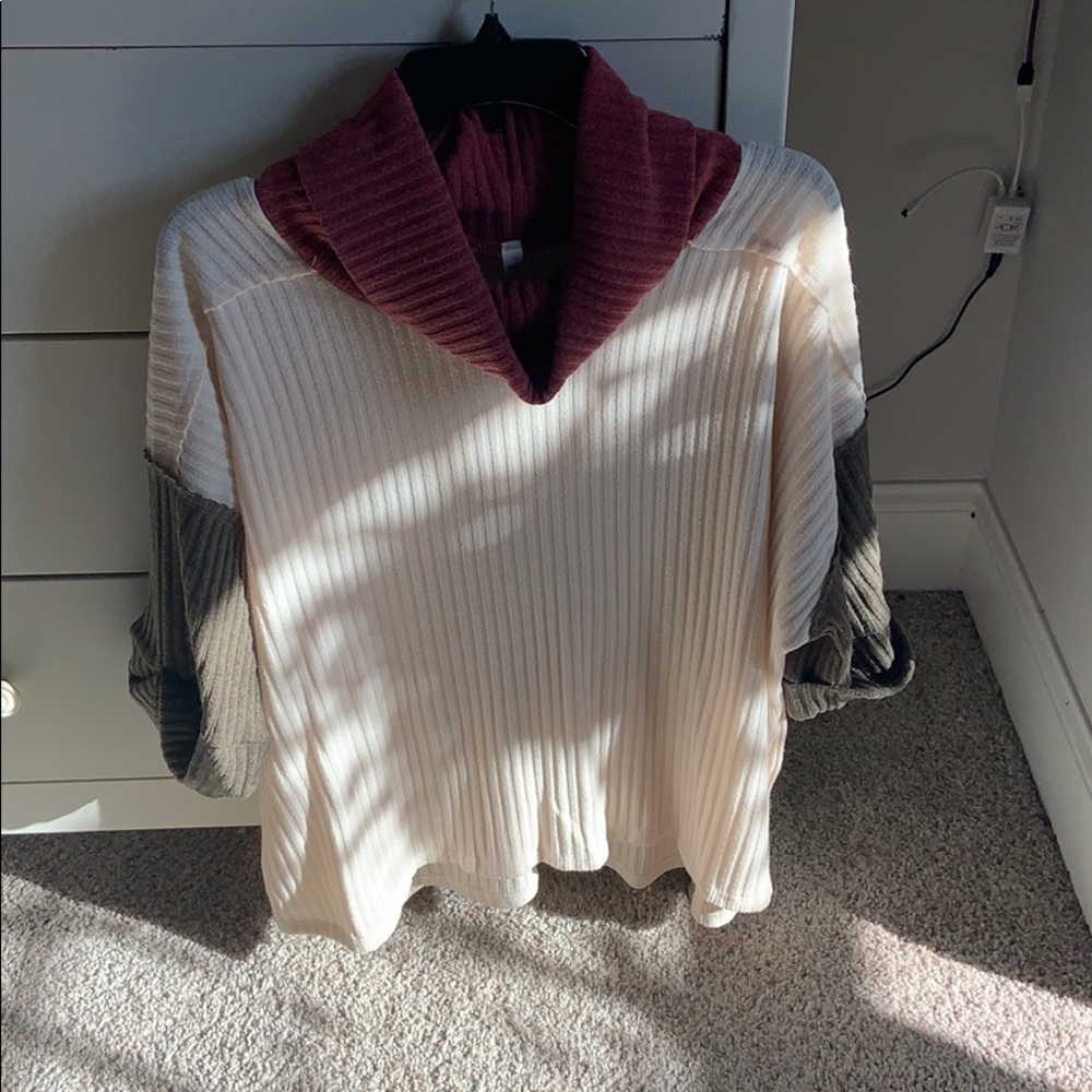 Red,Green, and white sweater